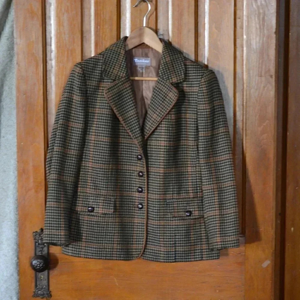 Vtg TAN  JAY Houndstooth Blazer